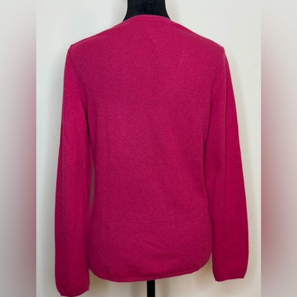 Charter Club Hot Bubblegum Pink V Neck 100% Cashmere Sweater soft preppy SM EUC - Picture 4 of 6